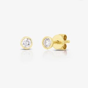 Ring Concierge Bezel Set Diamond Studs 14k yellow gold